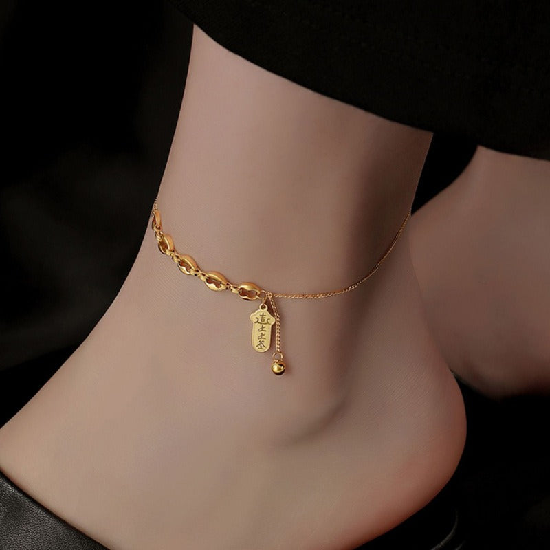 18k gold-plated titanium steel pendant anklet Vera Lux