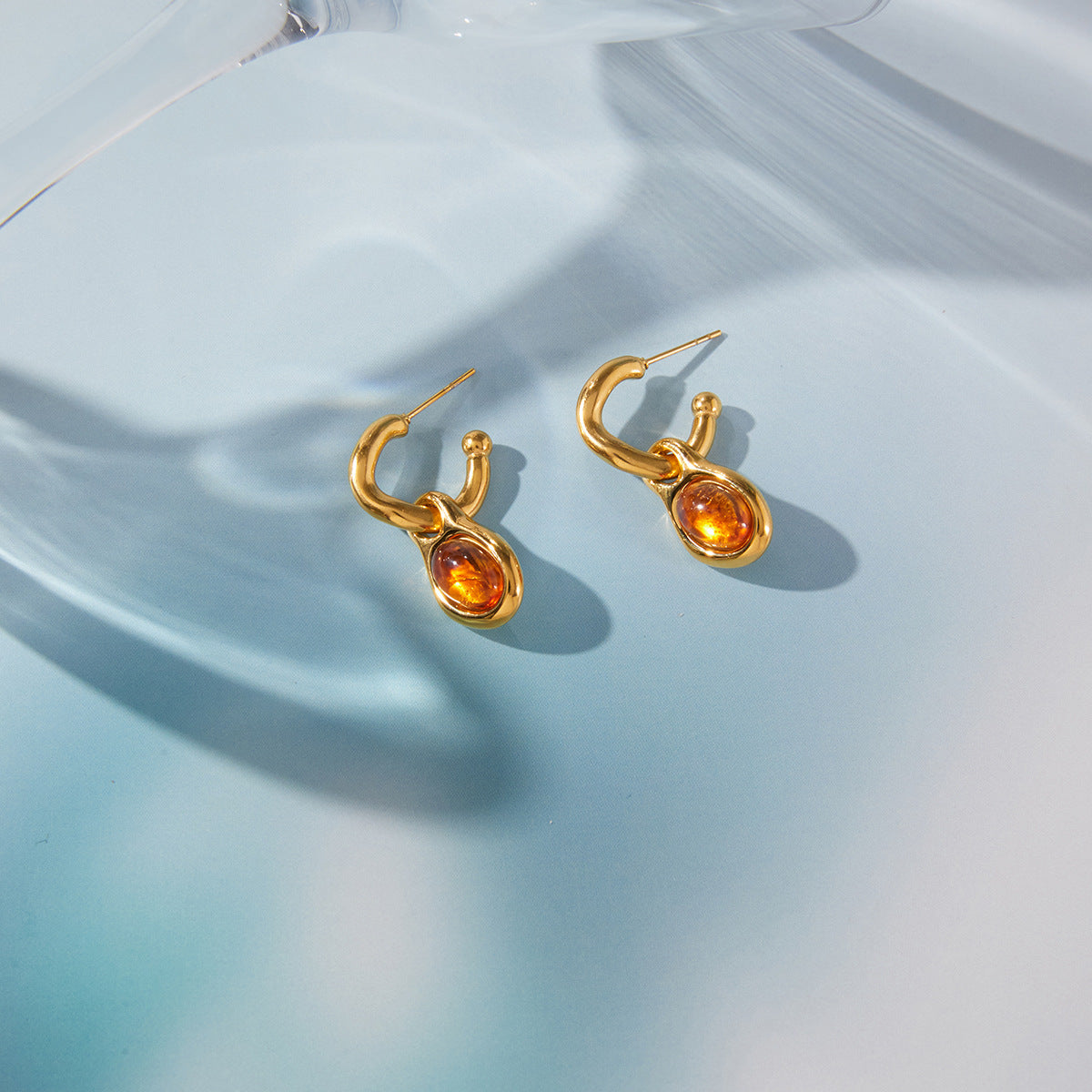 Amber Resin Geometric Drop Earrings Vera Lux