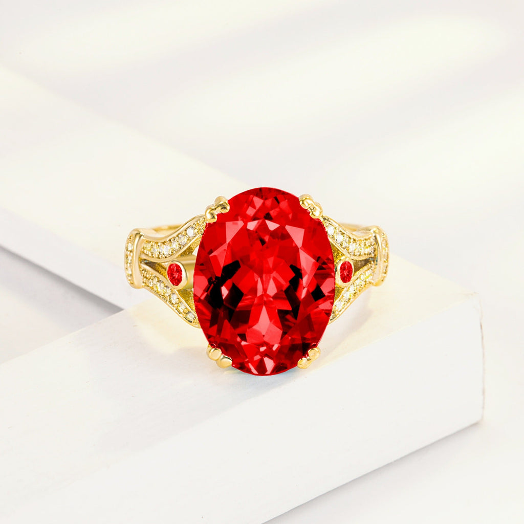 Goose Egg Diamond Creative Large Loose Stone 18k Gold-Plated Ring Vera Lux