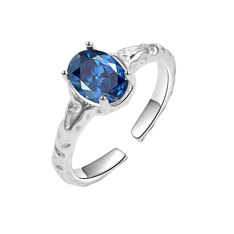 Women's Blue Zircon Fashionable All-Match Open Ring Vera Lux