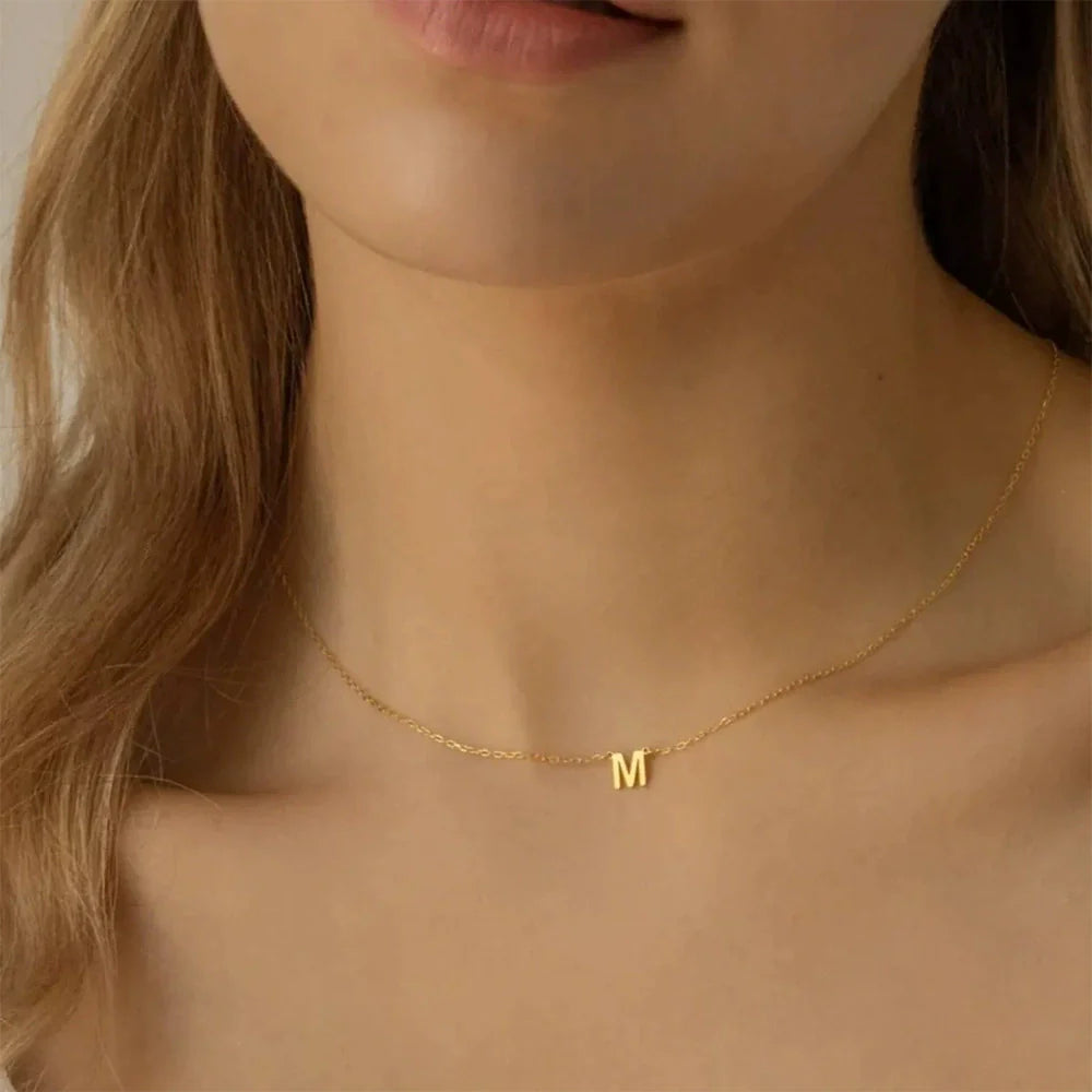 Delicate Initial Letter Necklace Vera Lux