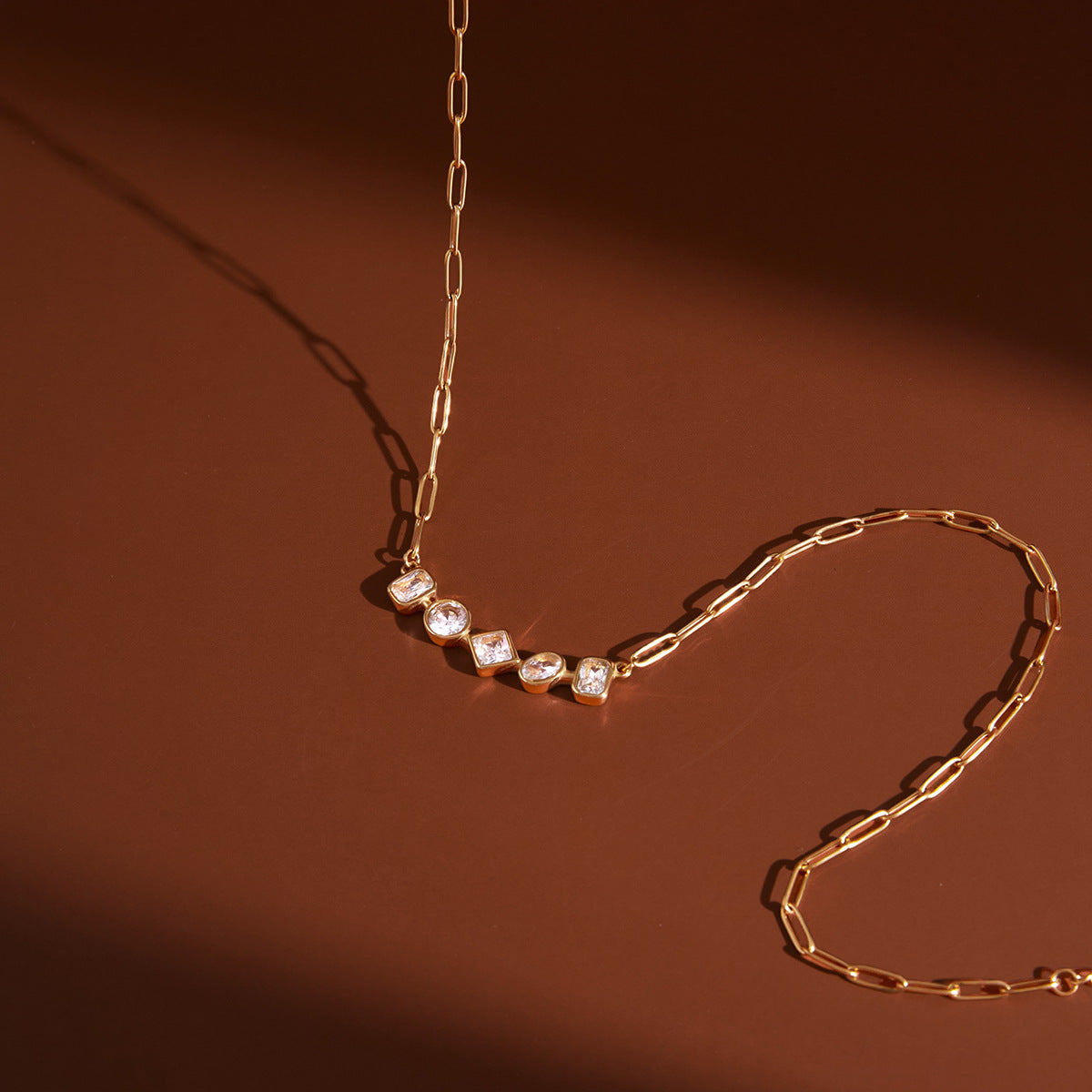 Zircon Necklace and Chain Tassel Earring Set Vera Lux