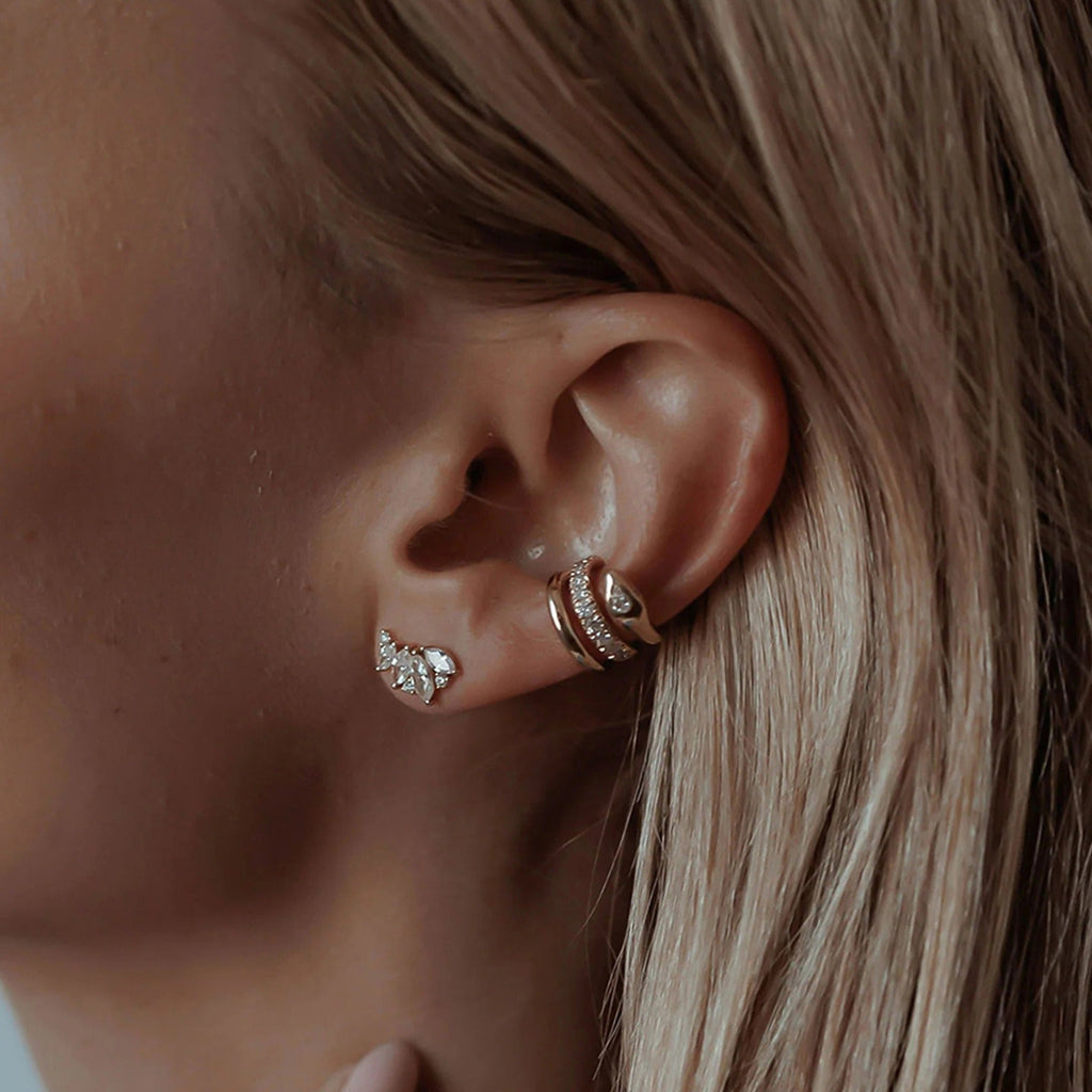 18K gold geometric diamond earrings with exquisite design Vera Lux