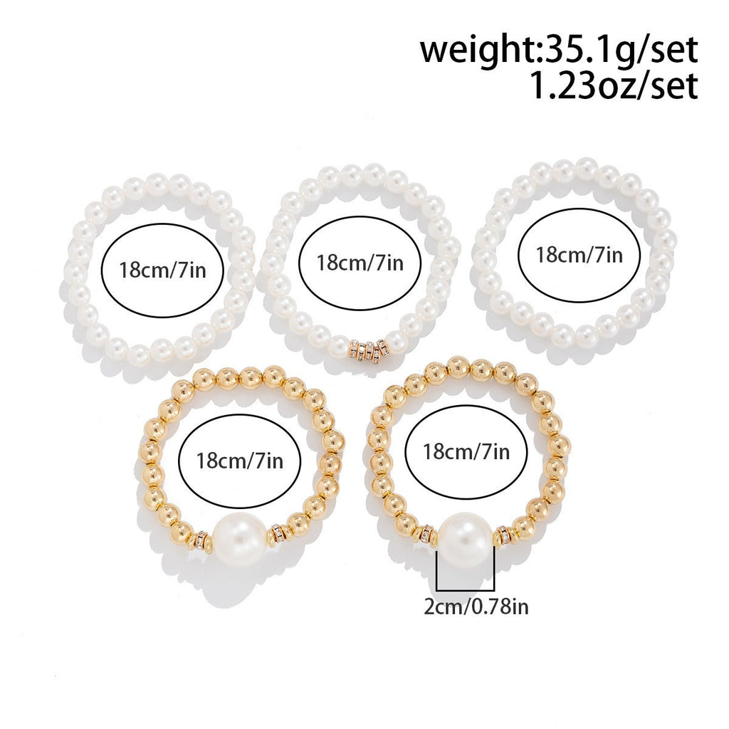 18k gold pearl stacking bracelet Vera Lux