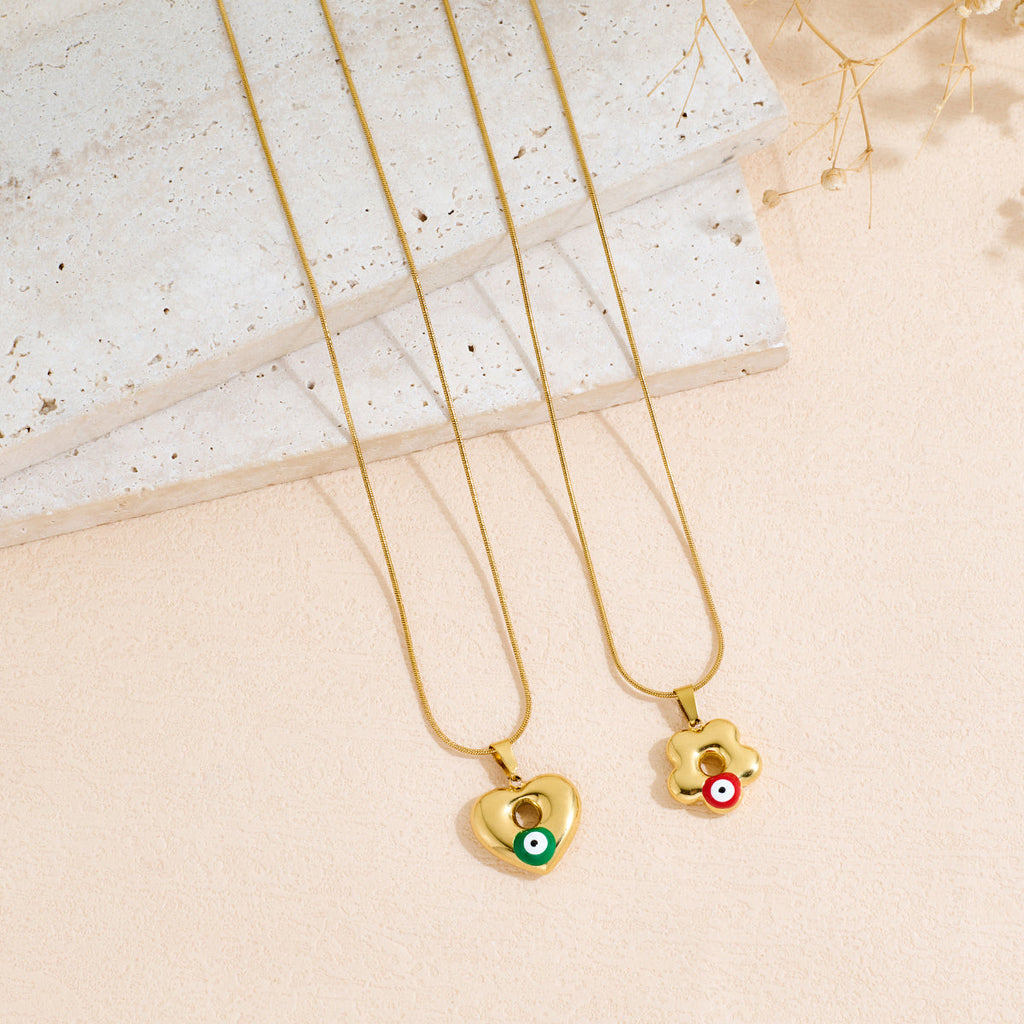 Stainless Steel Geometric Demon Eye Oil-dripping Pendant Necklace Vera Lux