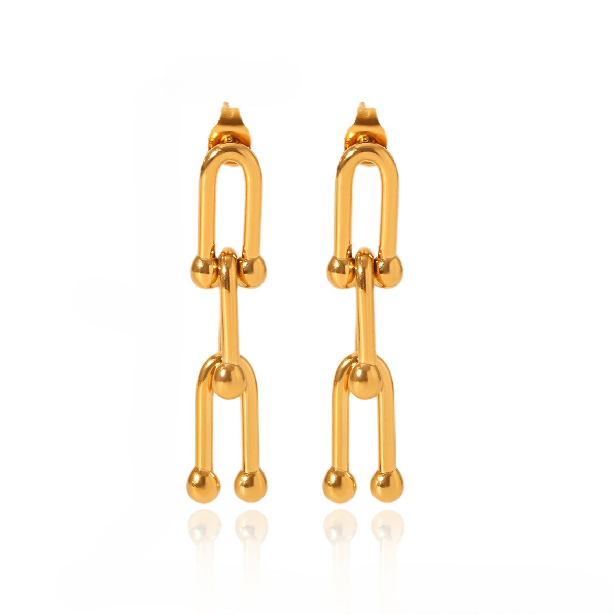 18k gold horseshoe chain bracelet and earrings Vera Lux