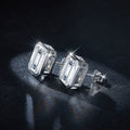 S925 Sterling Silver 8x10mm Emerald Cut Moissanite Stud Earrings  Platinum Plated Geometric Bezel With GRA Certificate Jewelry Gift Box Set Vera Lux