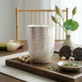Pure 999 Fine Silver Exquisite Hand-Hammered Silver Tumbler with Intricate Lotus Relief Carvings - Handicraft Vera Lux