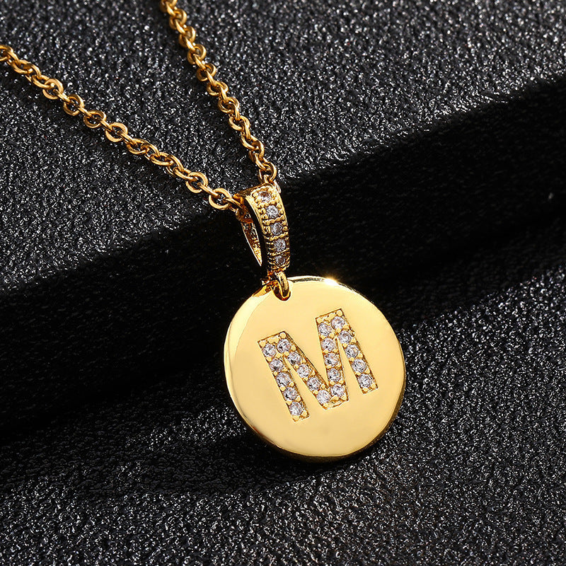 Zircon Initial Disc Necklace Collection Vera Lux