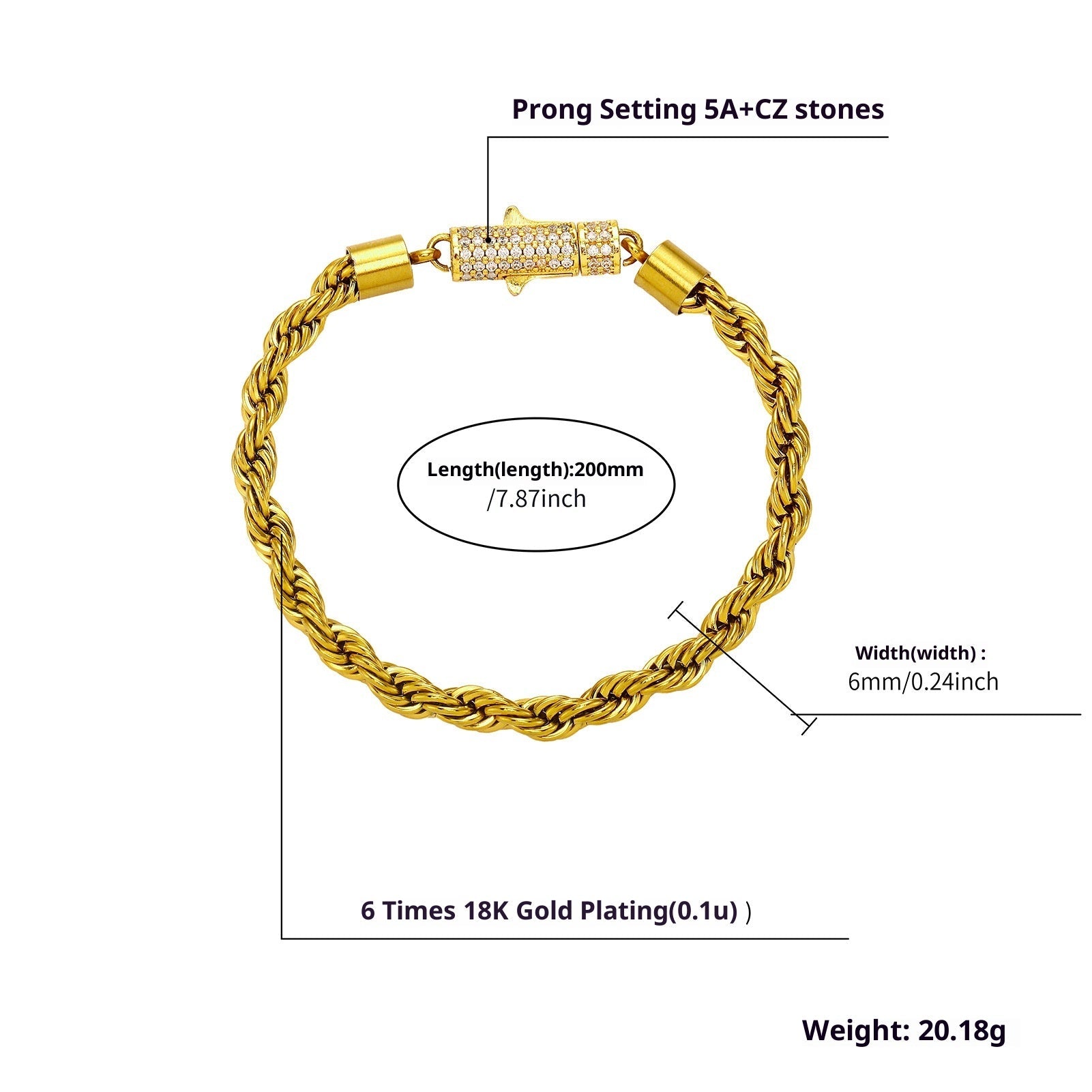 Cylindrical Spring-clasp Necklace Fully With Zirconias Vera Lux
