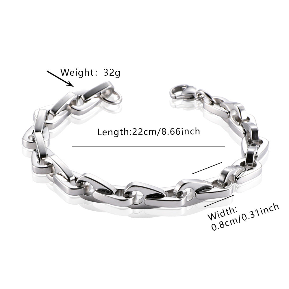 Popular Streetwear Cuban Chain Bracelet For Men, Bold Domineering Punk Hip Hop Design, All-match Stainless Steel Titanium Steel Fashion Accessories Vera Lux