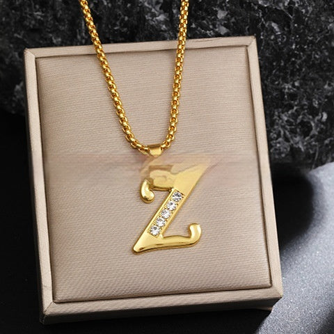 26 Diamond-Encrusted English Alphabet Necklaces Vera Lux