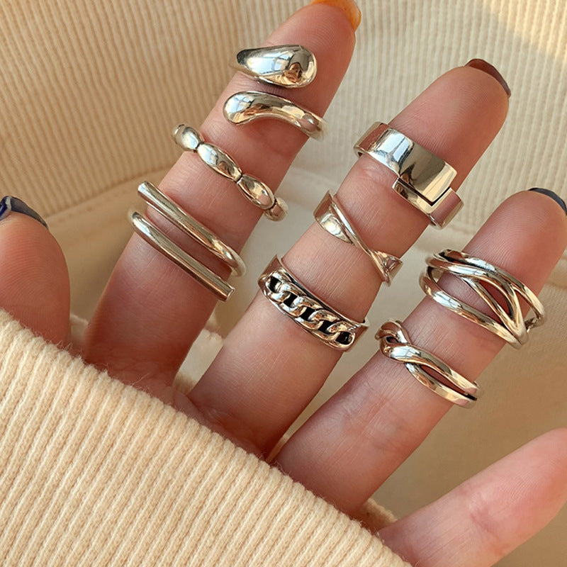 925 Sterling Silver Minimalist Rings For Women, Korean Style Niche Design, Non-Tarnish Vintage Heavy Duty Finger Rings Jewelry Vera Lux