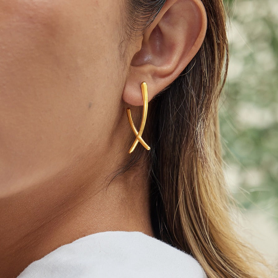 18k gold cross earrings Vera Lux