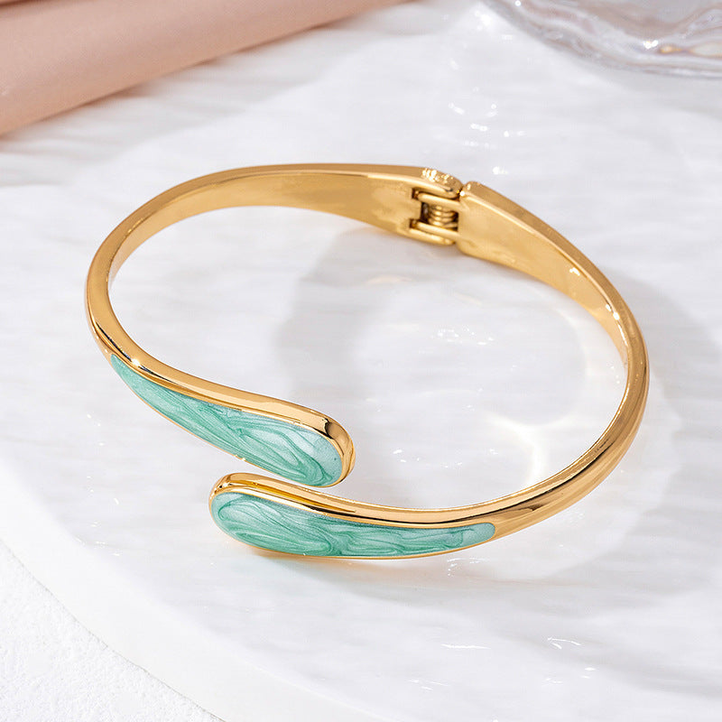 Metallic-Effect Alloy Open-End Bracelet For Women Vera Lux