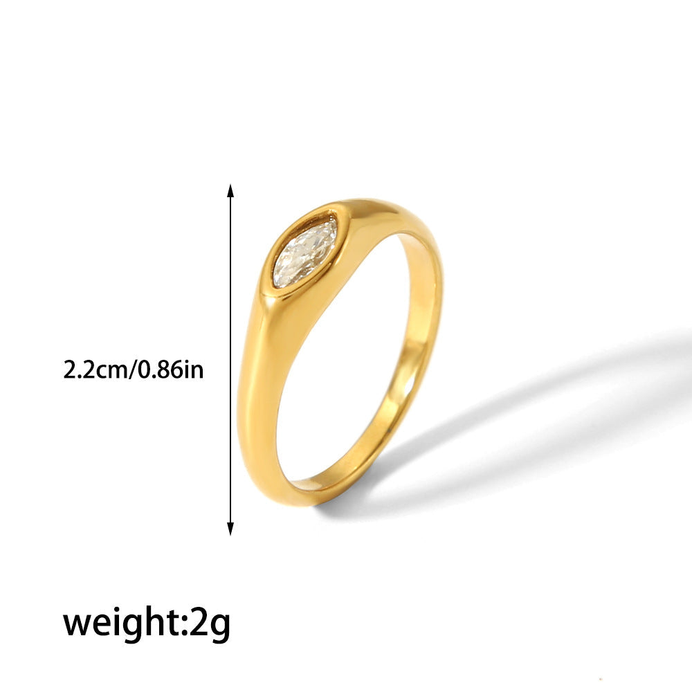 Retro 18K Gold Stainless Steel Ring With Zircon Inlays Vera Lux