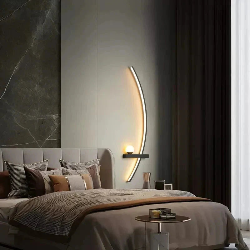 Modern LED Wall Lamp – Minimalist Art Design for Bedroom, Living Room, and Bathroom, Gold/Black My Store