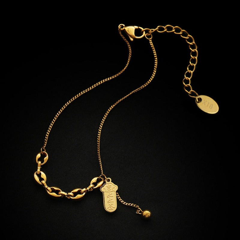 18k gold-plated titanium steel pendant anklet Vera Lux