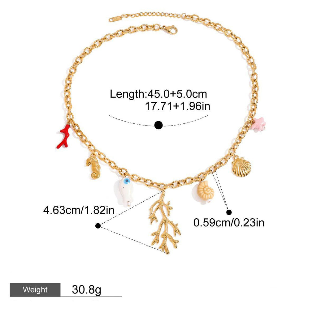 18K Gold Coral Shape Ocean Style Necklace Vera Lux