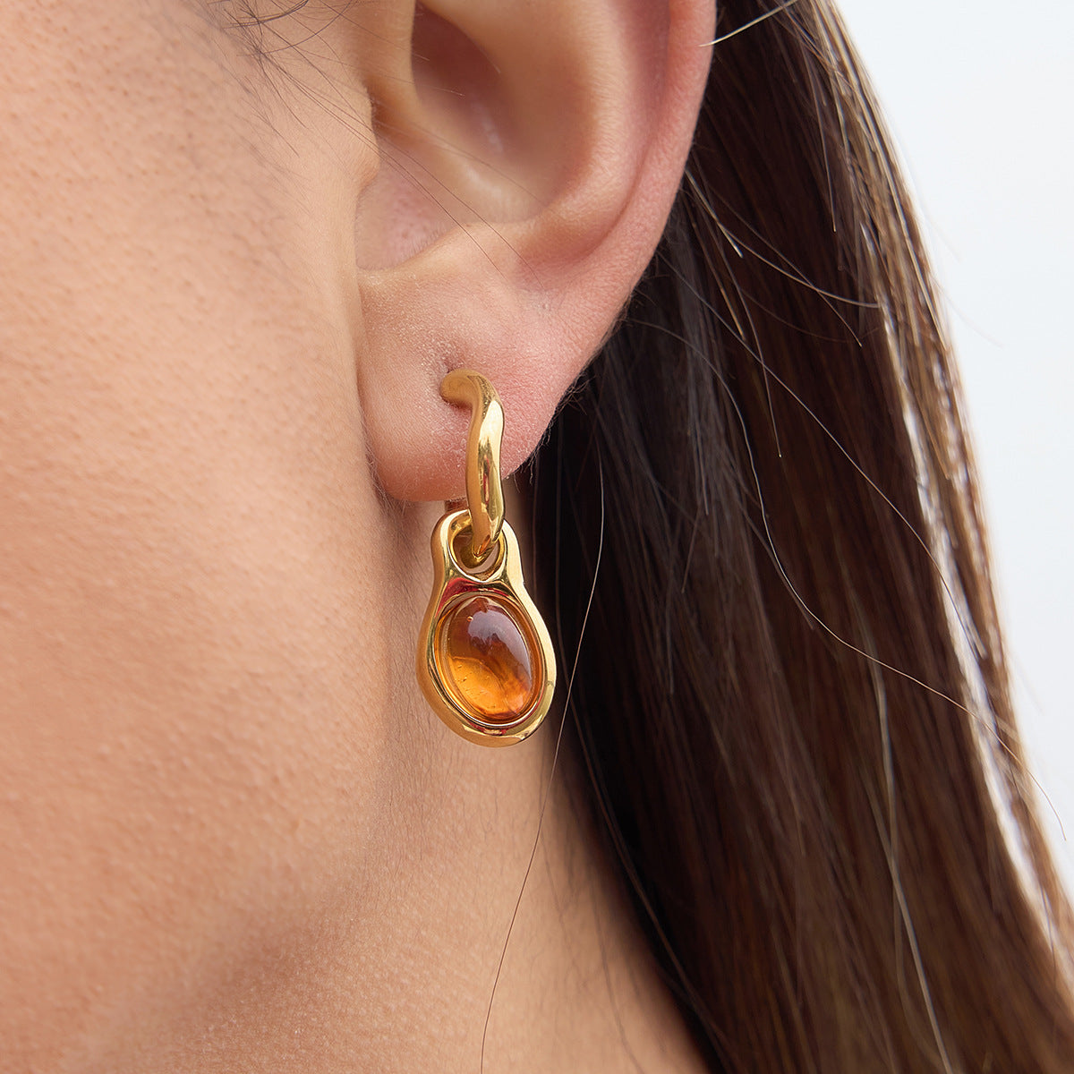 Amber Resin Geometric Drop Earrings Vera Lux