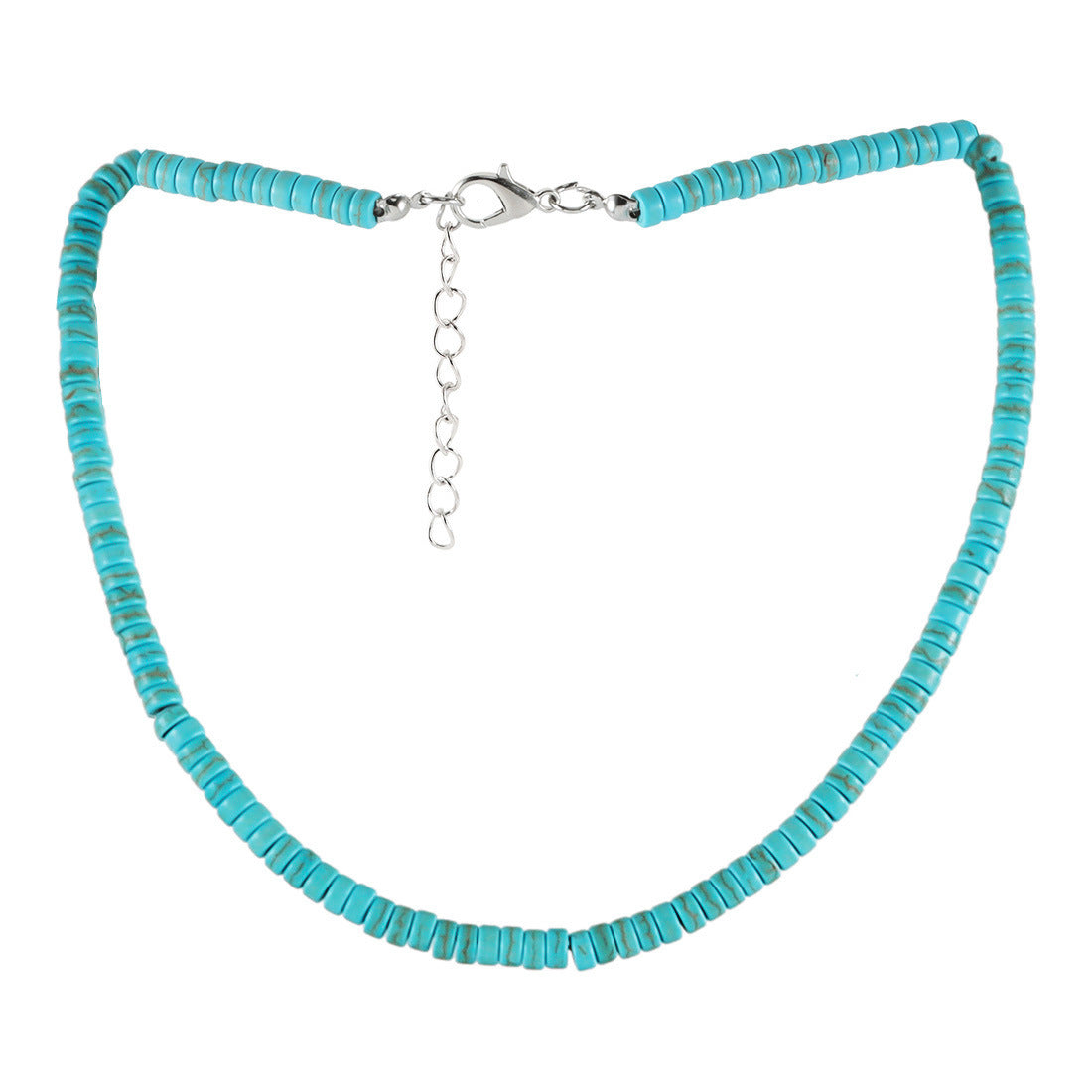 Simple Retro Turquoise Round Bead Necklace Vera Lux
