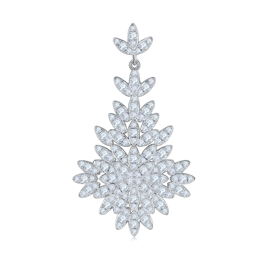 S925 Sterling Silver Platinum Plated Moissanite Long Dangle Earrings  Cluster Leaf Design With GRA Certificate Luxury Jewelry Gift Box Set For Women Vera Lux
