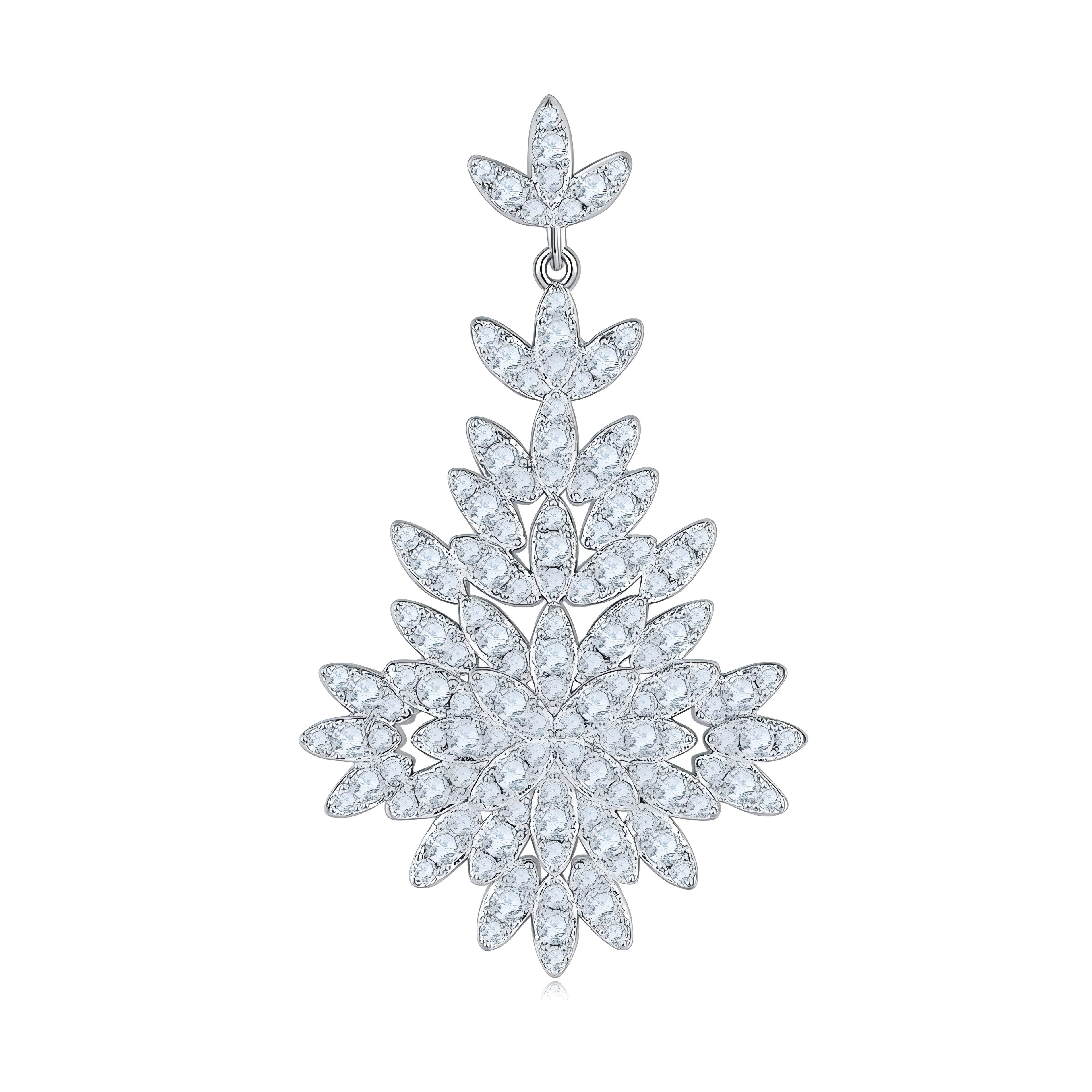 S925 Sterling Silver Platinum Plated Moissanite Long Dangle Earrings  Cluster Leaf Design With GRA Certificate Luxury Jewelry Gift Box Set For Women Vera Lux