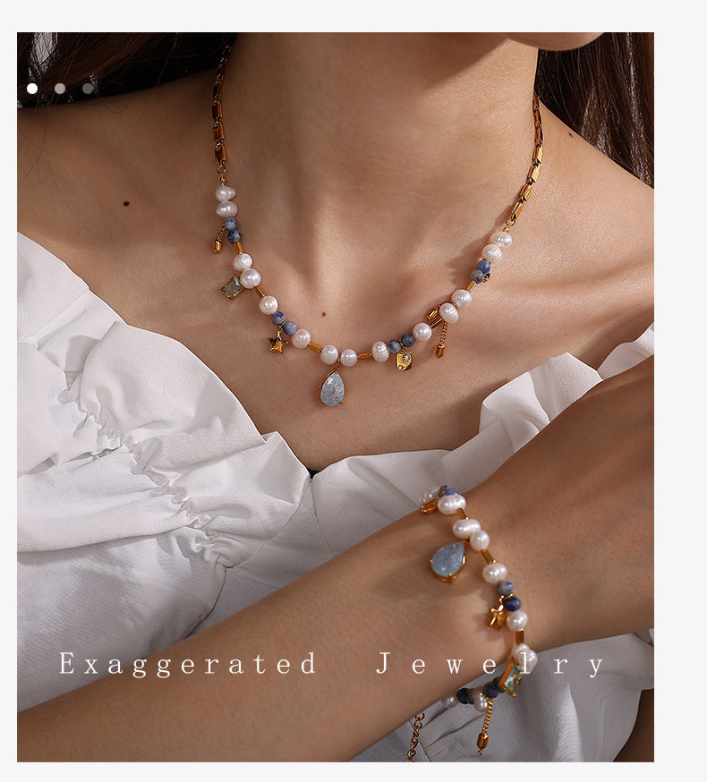 French-style Hong Kong-style Imperial-style Instagram-inspired Minimalist Luxury Design, Noble Feeling, Zircon, Natural Pearl, Exquisite Necklace, Collar Chain Necklace Vera Lux