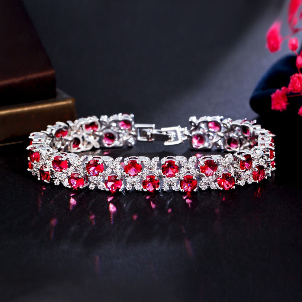 Zircon micro-inlaid gemstone and sparkling diamond-plated bracelet Vera Lux
