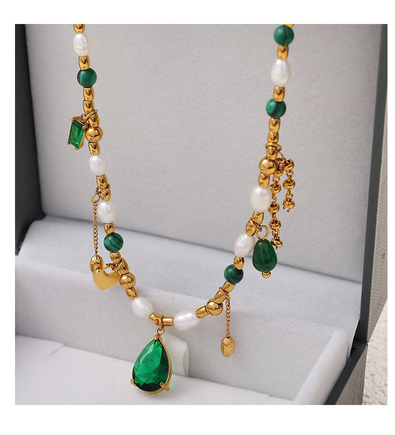 French-style Hong Kong-style Imperial-style Instagram-inspired Minimalist Luxury Design, Noble Feeling, Zircon, Natural Pearl, Exquisite Necklace, Collar Chain Necklace Vera Lux