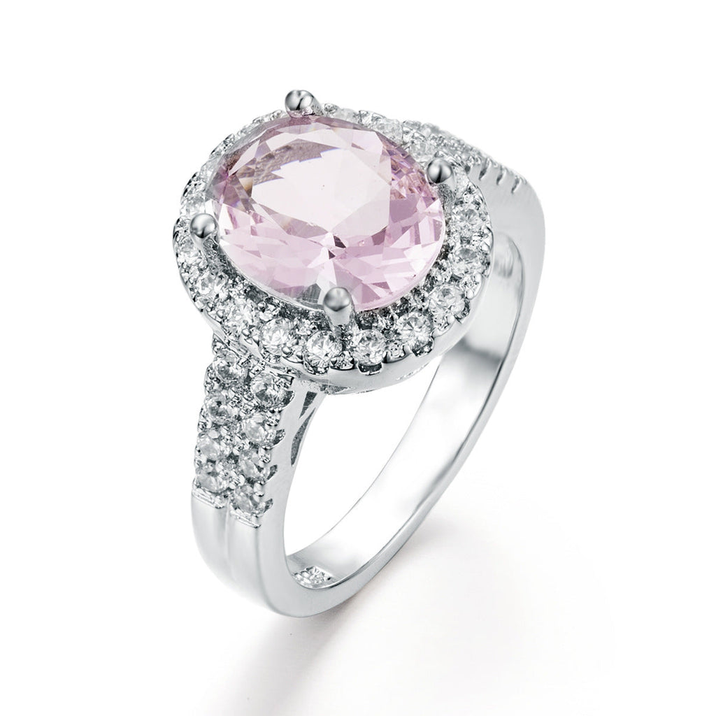 New Oval Cut  Crystal & Zircon Ring, European Style  Zircon Engagement Jewelry For Women Vera Lux