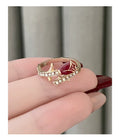 Enamel Red Rose Ring For Women, Light Luxury New Year Index Finger Ring, Open Adjustable Niche Design Delicate Ring Vera Lux