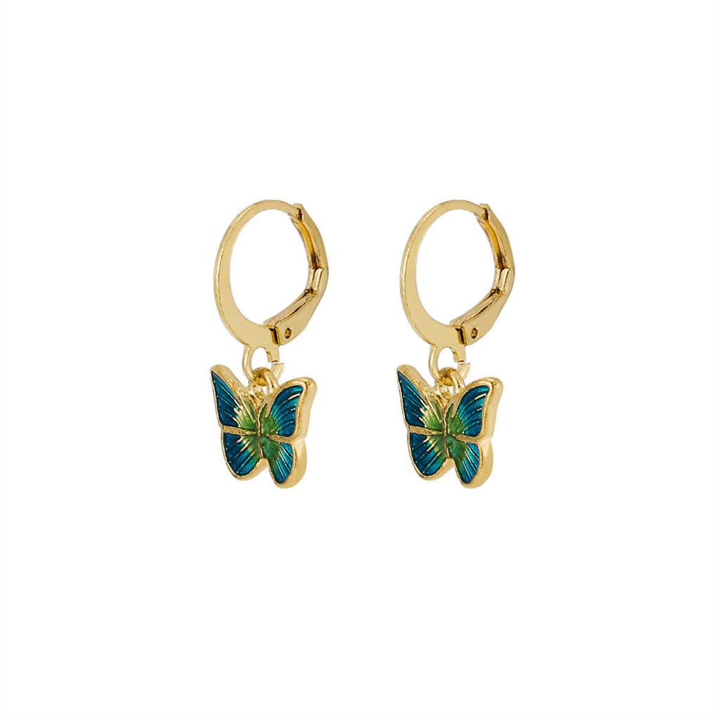 Japanese-Korean French-style Dripping-Oil Petite And Playful Butterfly Earrings Vera Lux