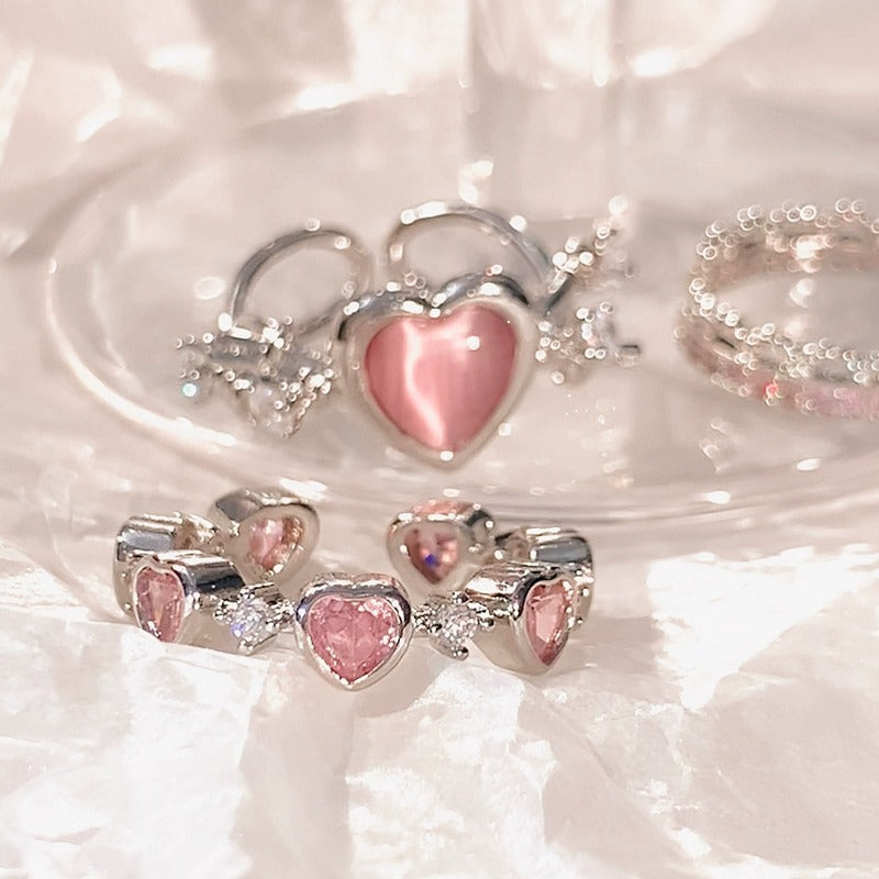 Surround Heart Ring For Women 2026 Spring Summer New, Cute Cool Y2K Style Niche Internet Famous Adjustable Open Band Vera Lux