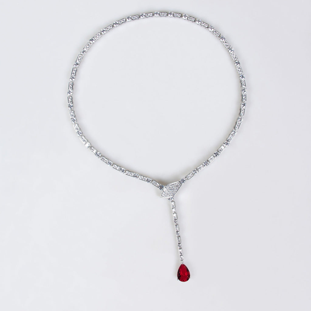 S925 Silver Snake-Shaped Necklace Set with Full Zirconia Pave Vera Lux