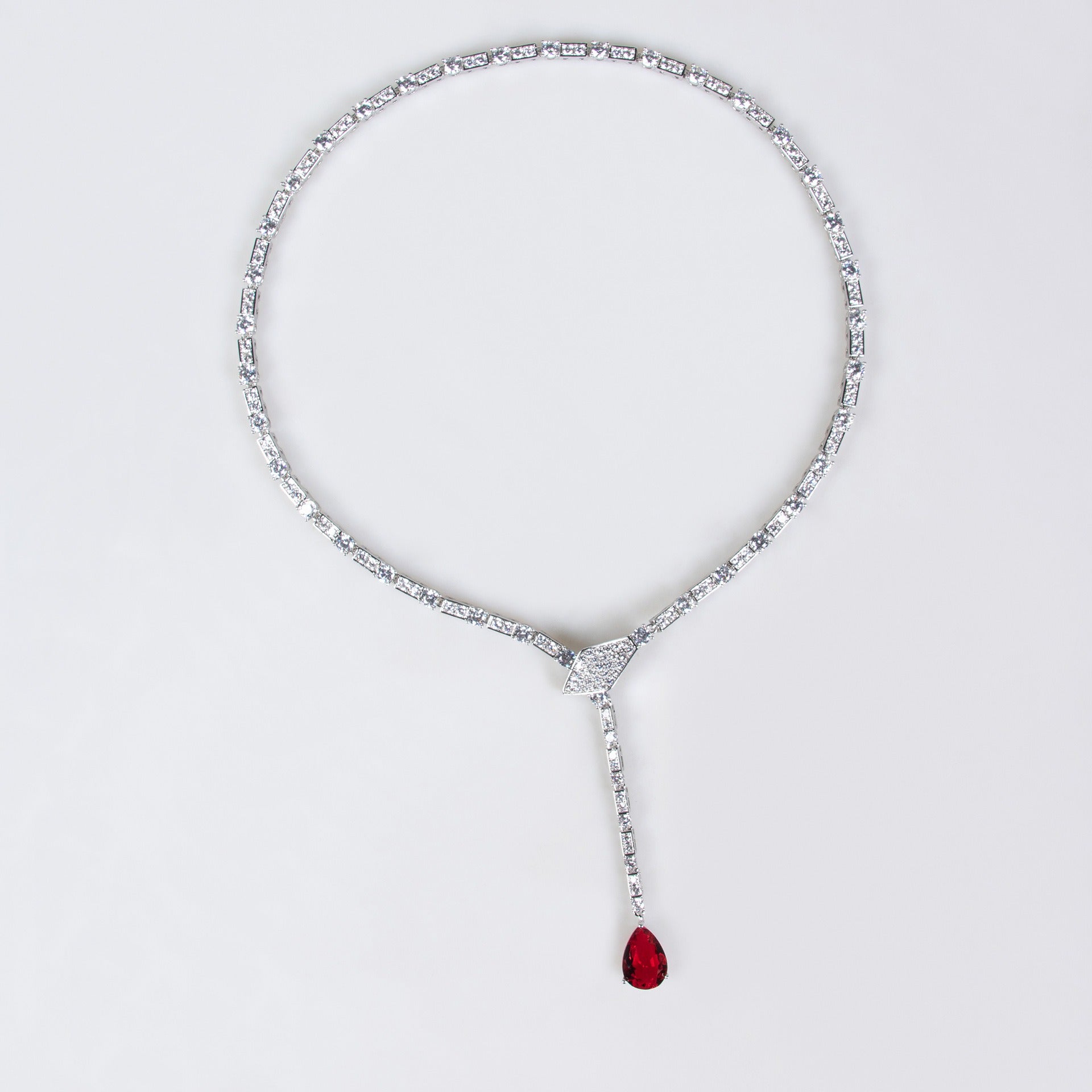 S925 Silver Snake-Shaped Necklace Set with Full Zirconia Pave Vera Lux