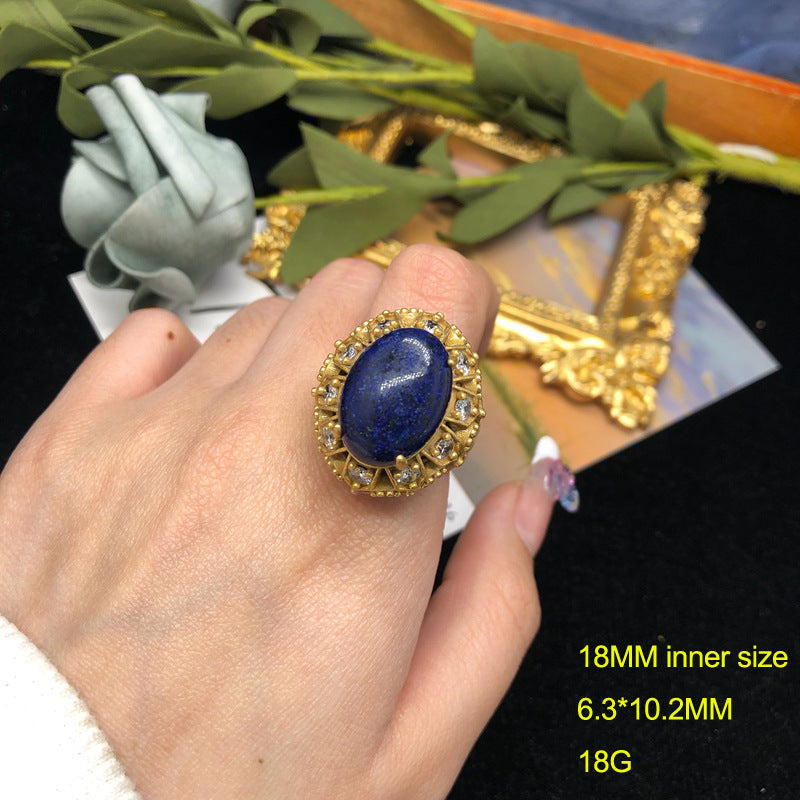 Retro Luxe Lapis Lazuli Turquoise Ring Vera Lux