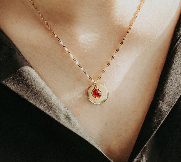 Personalized Round Birthstone Necklace Vera Lux