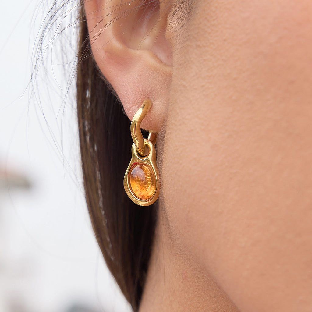 Amber Resin Geometric Drop Earrings Vera Lux