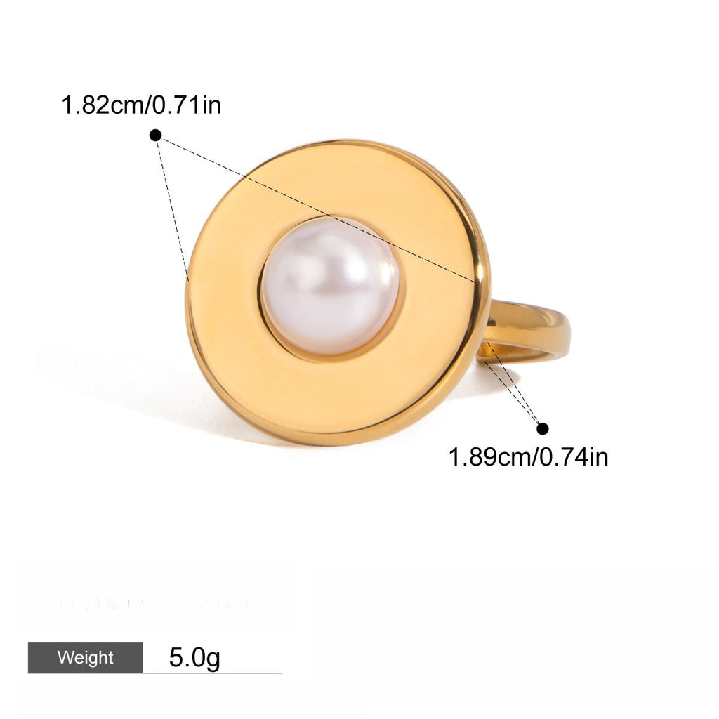 18k gold titanium steel pearl ring Vera Lux