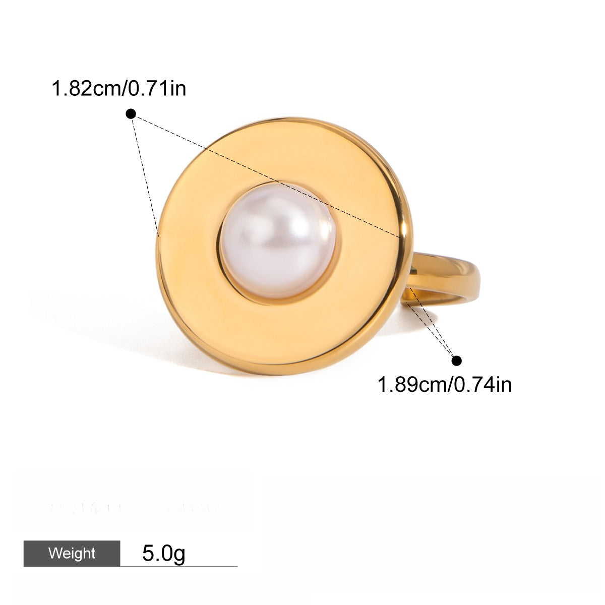 18k gold titanium steel pearl ring Vera Lux
