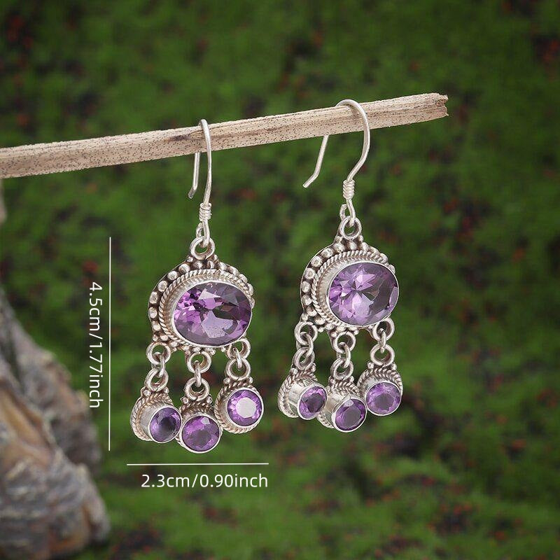 Purple Turquoise Earrings Ethnic Style Bohemian Flair Unique Personality Vera Lux