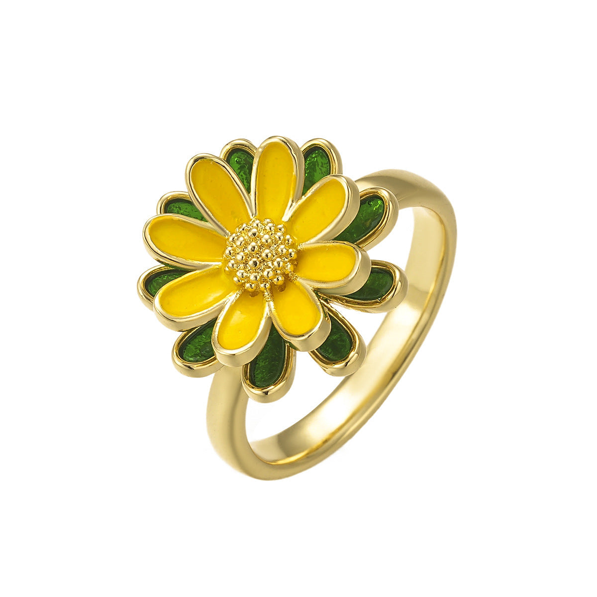 Rotatable Flower-shaped Gold-plated Ring Vera Lux