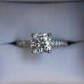 Classic 4-Prong 2ct Princess Cut White Gold Plated Simulated Moissanite Ring For Women, European & American Style Engagement Ring Vera Lux