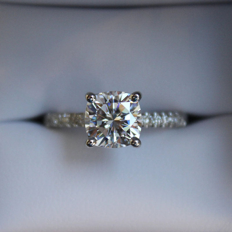 Classic 4-Prong 2ct Princess Cut White Gold Plated Simulated Moissanite Ring For Women, European & American Style Engagement Ring Vera Lux