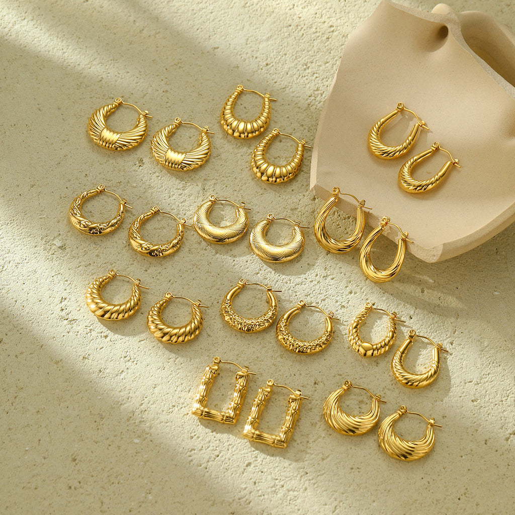 New Textured Titanium Steel Earrings Vera Lux