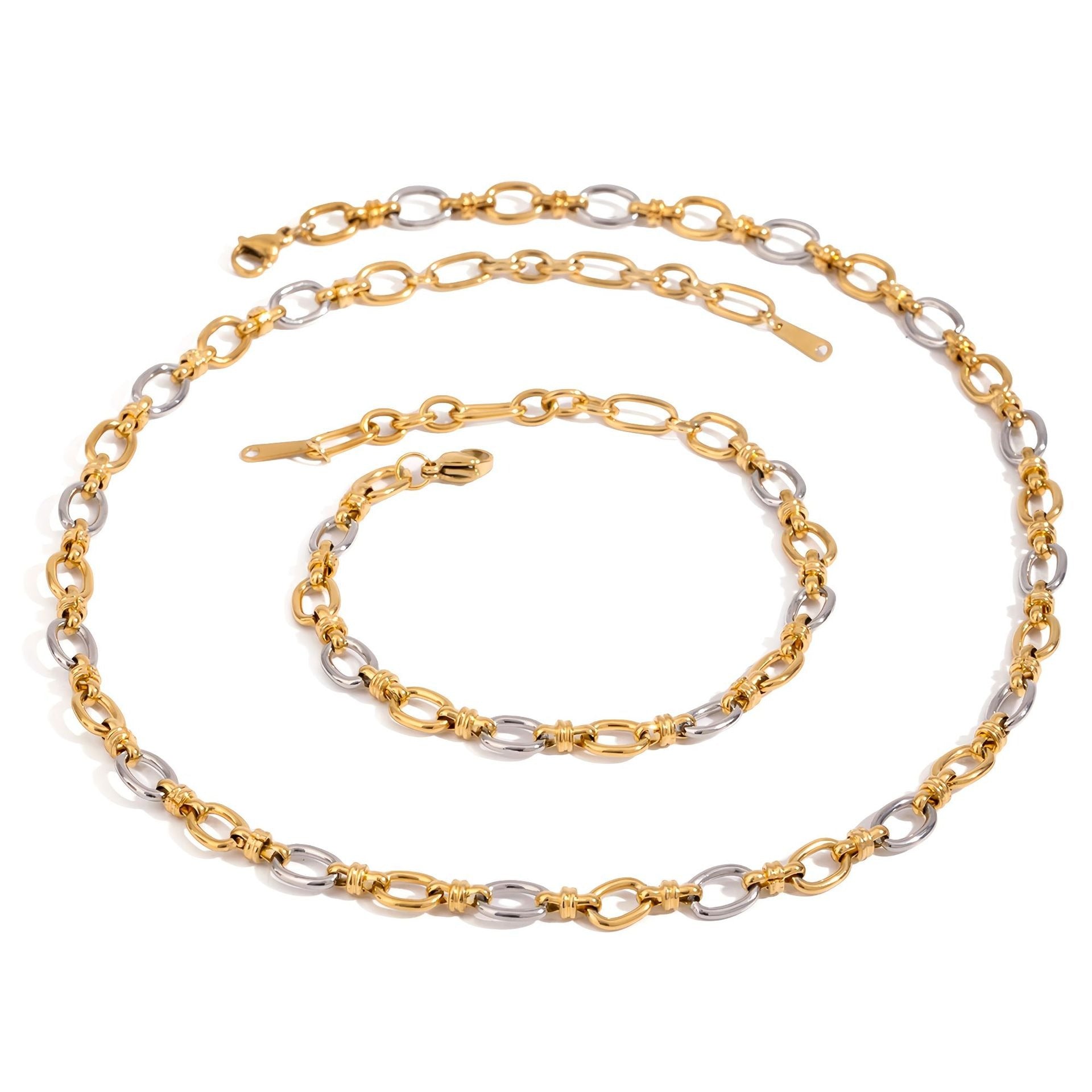 18K gold ring with gold and silver color matching design trendy personality necklace Vera Lux
