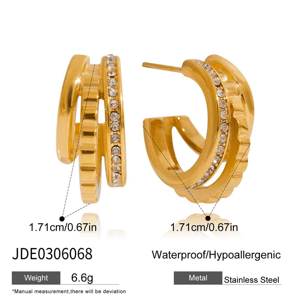 Stainless Steel Rhinestone Earrings For Women Vera Lux