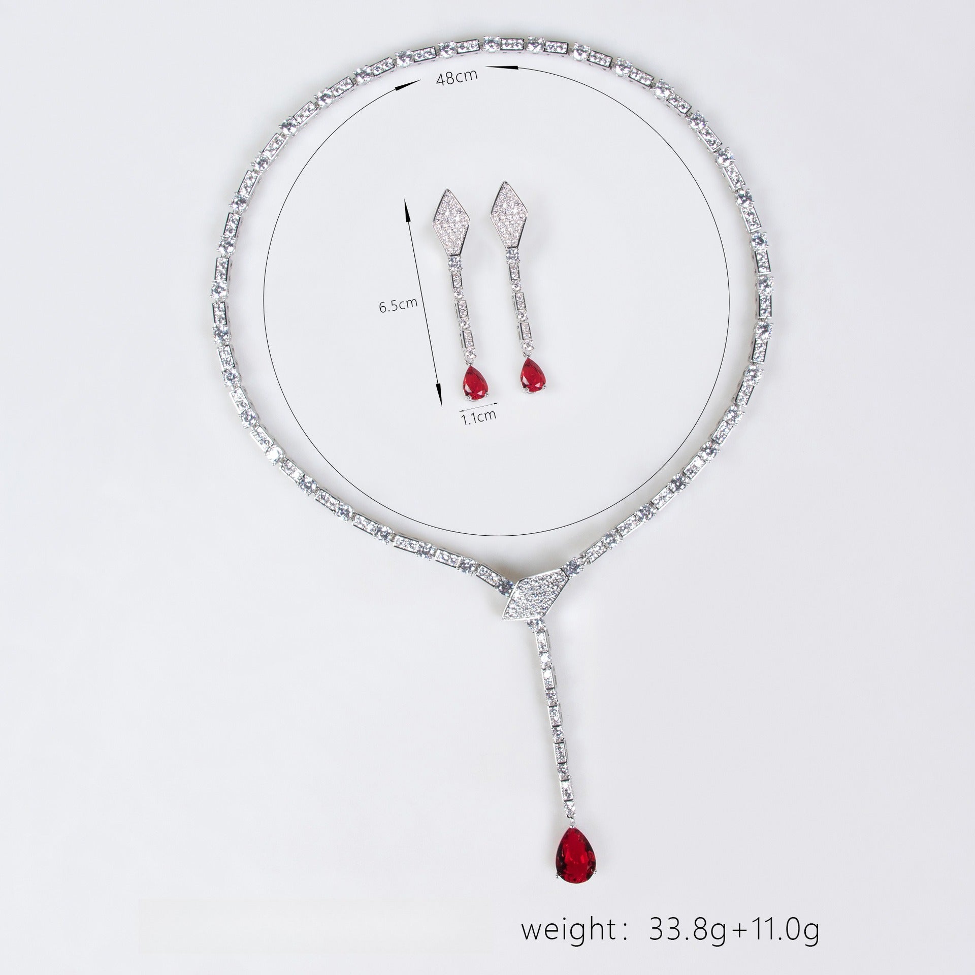 S925 Silver Snake-Shaped Necklace Set with Full Zirconia Pave Vera Lux