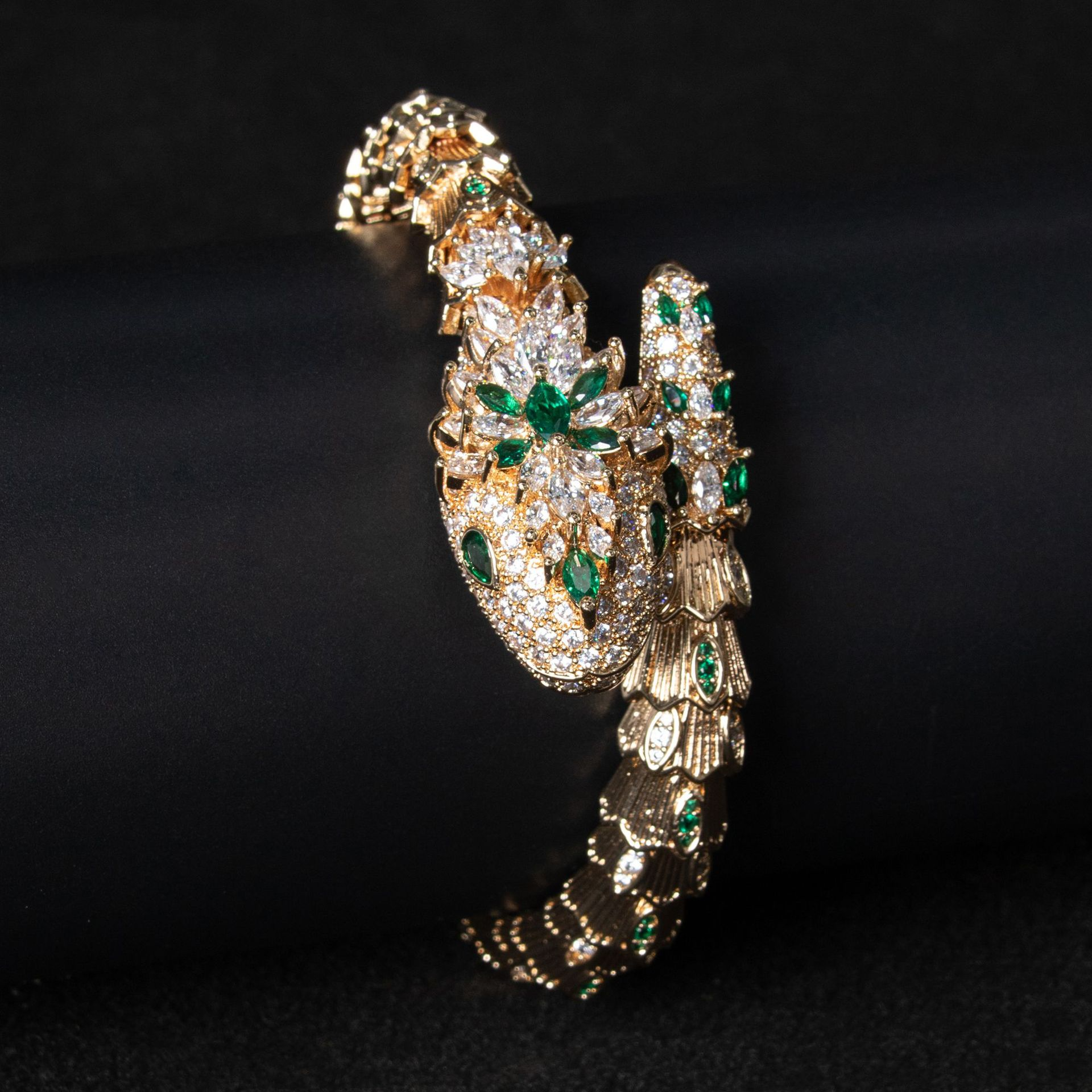18K Gold Snake and Marcasite Bracelet Vera Lux